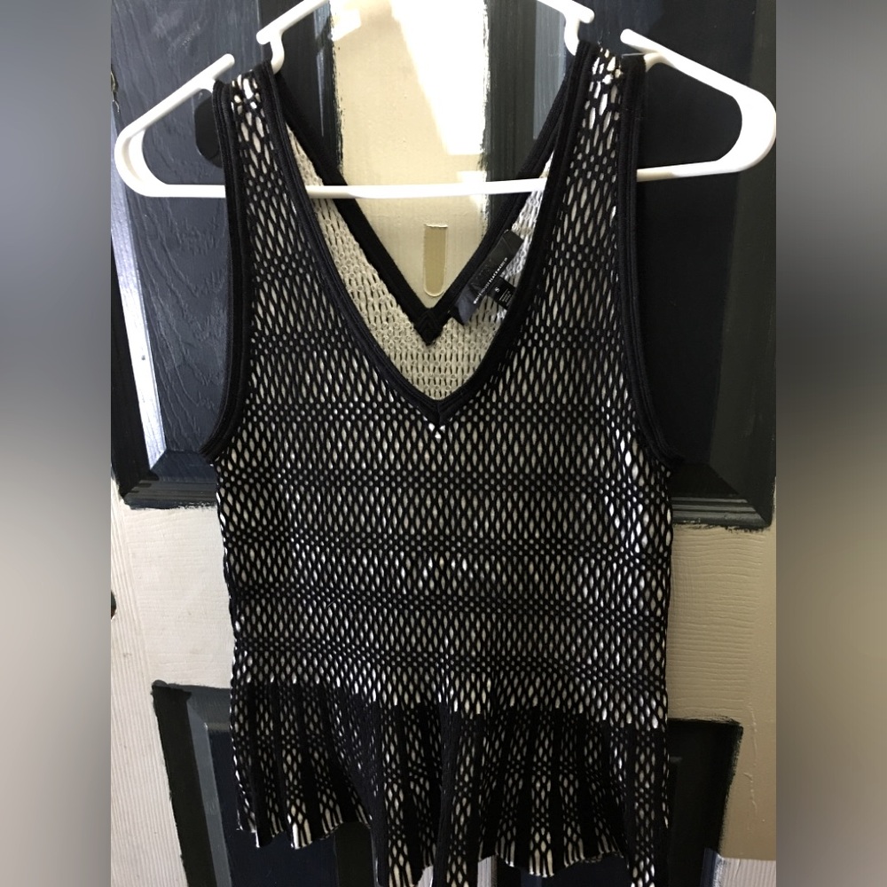 White House Black Market Black Mesh Sleeveless Top